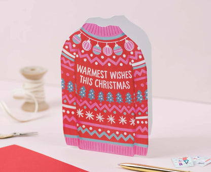 Warmest Wishes Christmas Jumper Christmas card