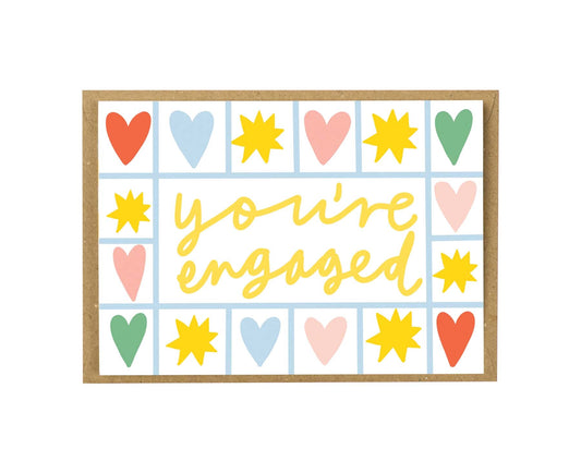 You're Engaged Hearts & Stars Engagement Card