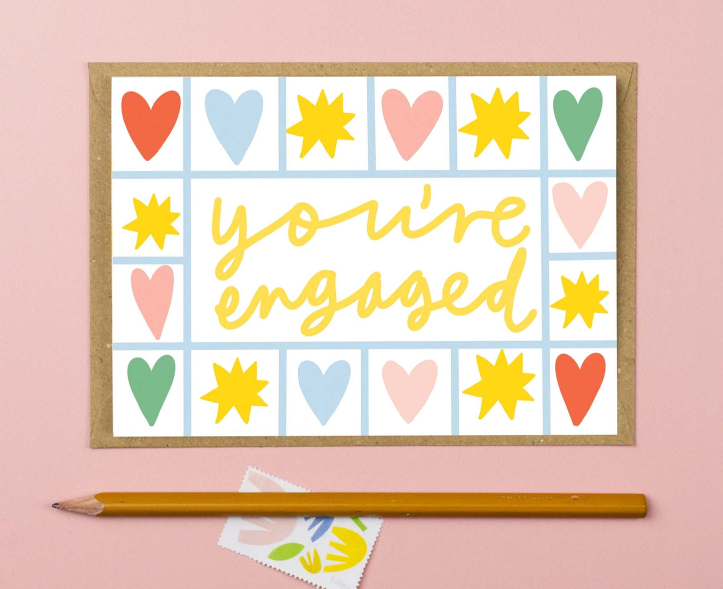 You're Engaged Hearts & Stars Engagement Card