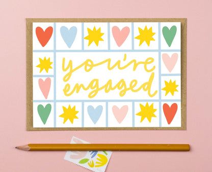 You're Engaged Hearts & Stars Engagement Card