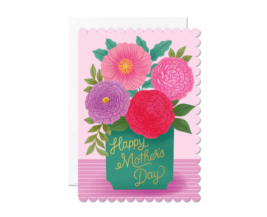 Happy Mother's Day Vase Gold Foiled Mother's Day Card