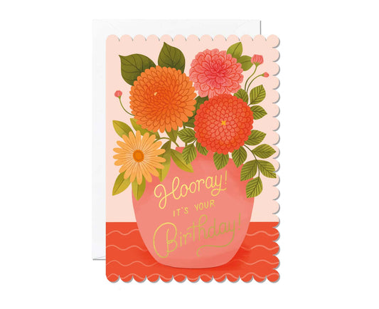 Hooray! It's Your Birthday! Vase Gold Foiled Birthday Card