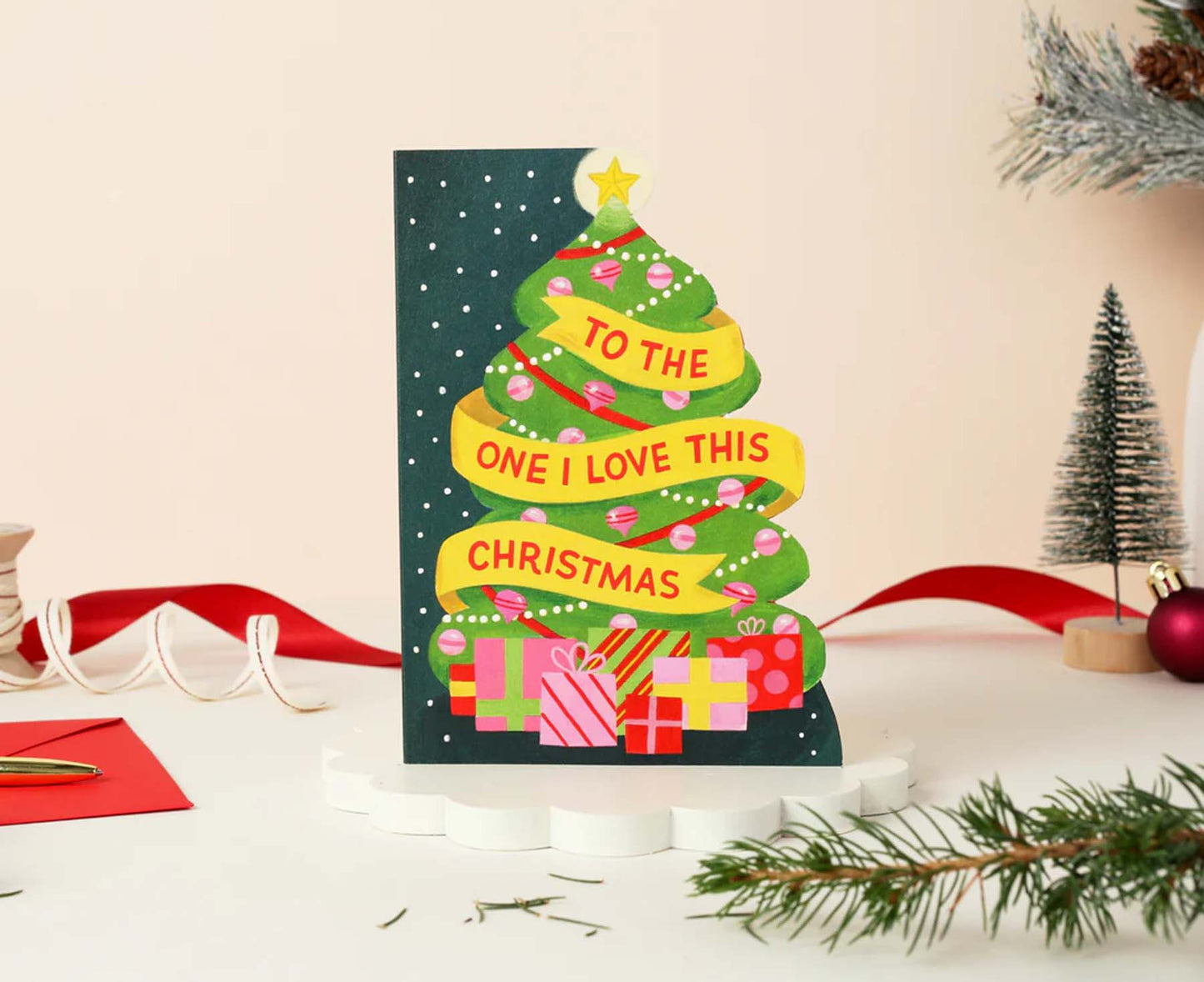 To The One I Love Christmas Tree Christmas card