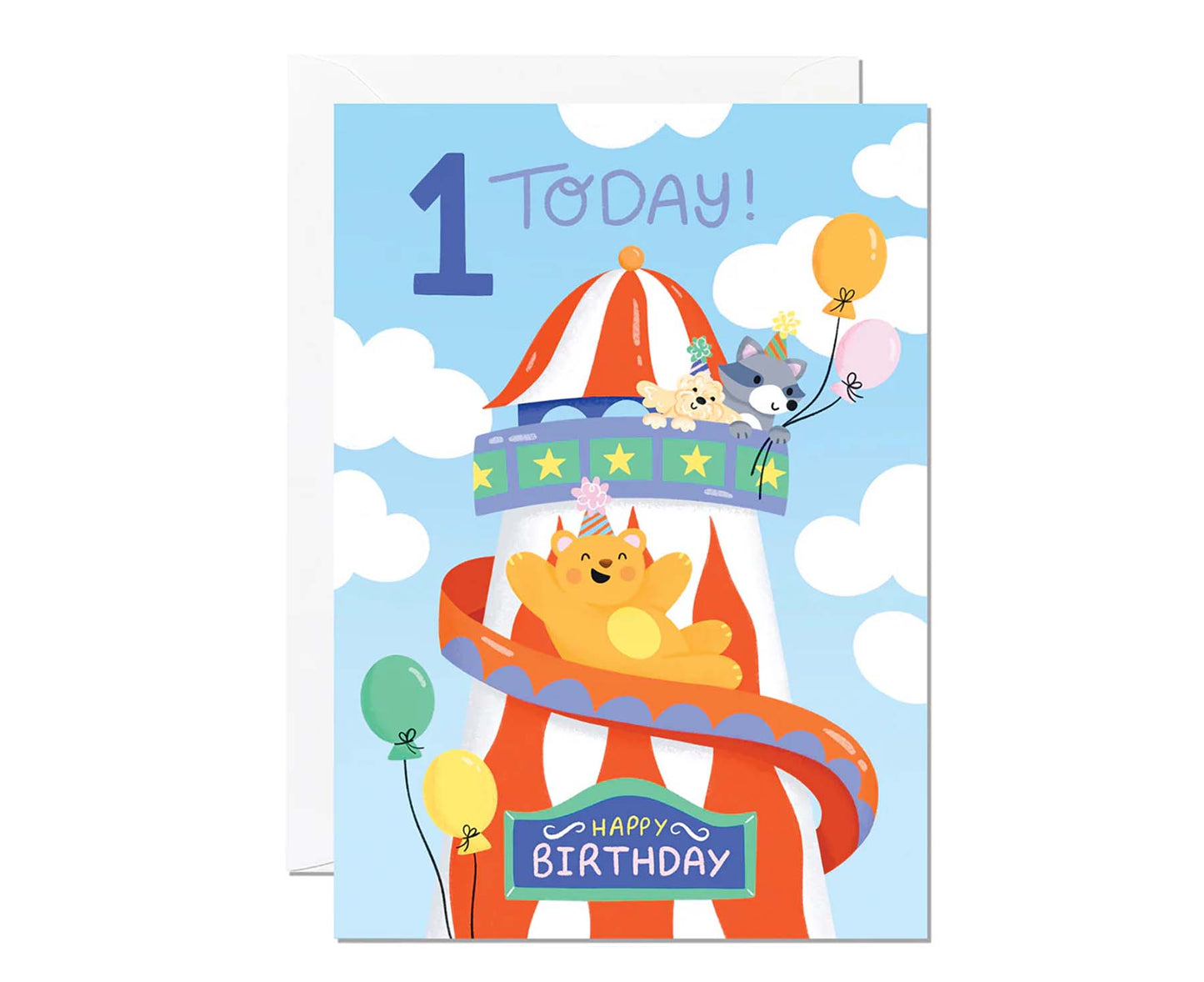 1st Birthday Helter Skelter Birthday Card