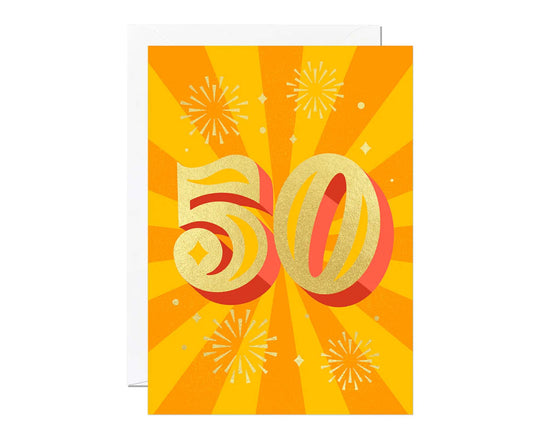 Gold Foiled 50th Birthday Card