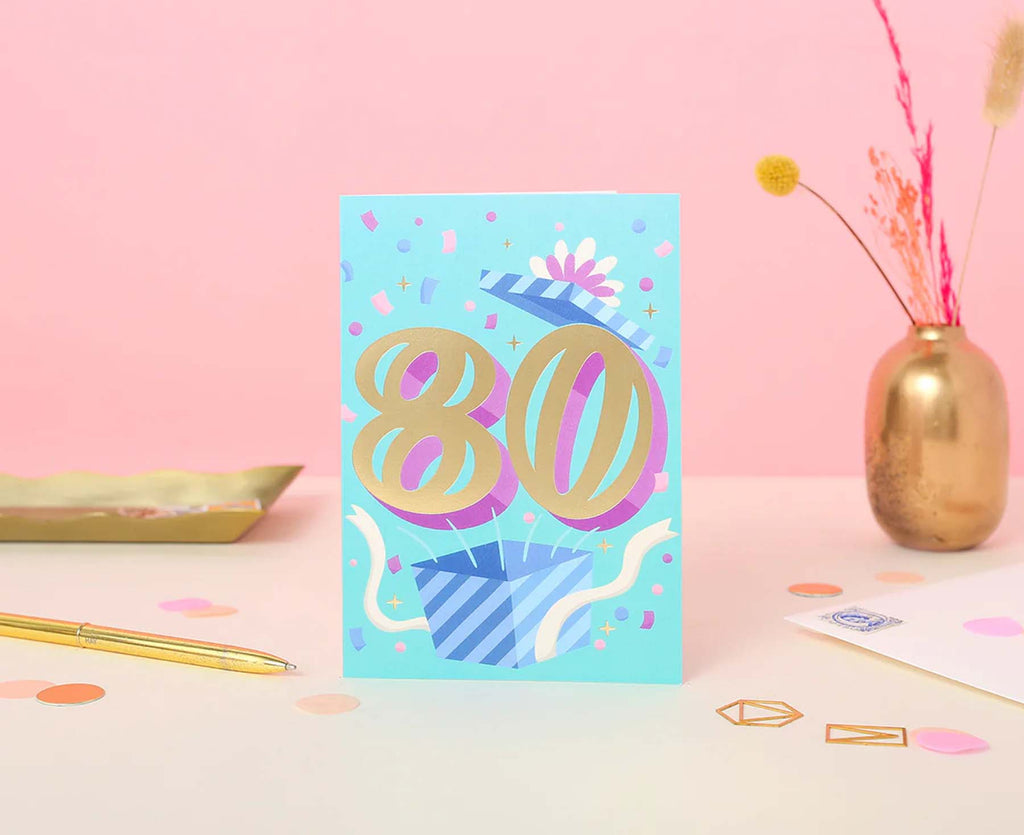 Gold Foiled 80th Birthday Card