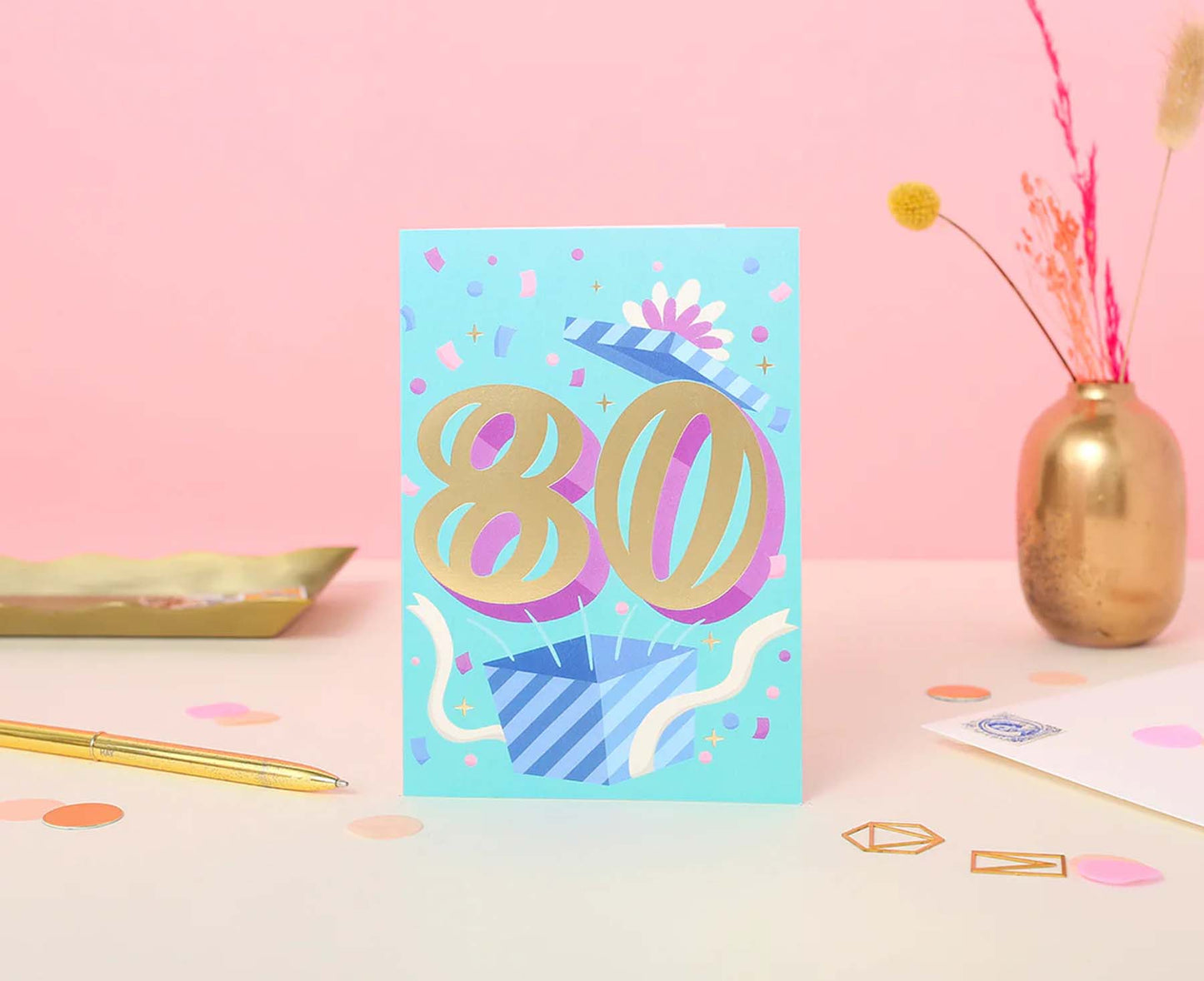 Gold Foiled 80th Birthday Card