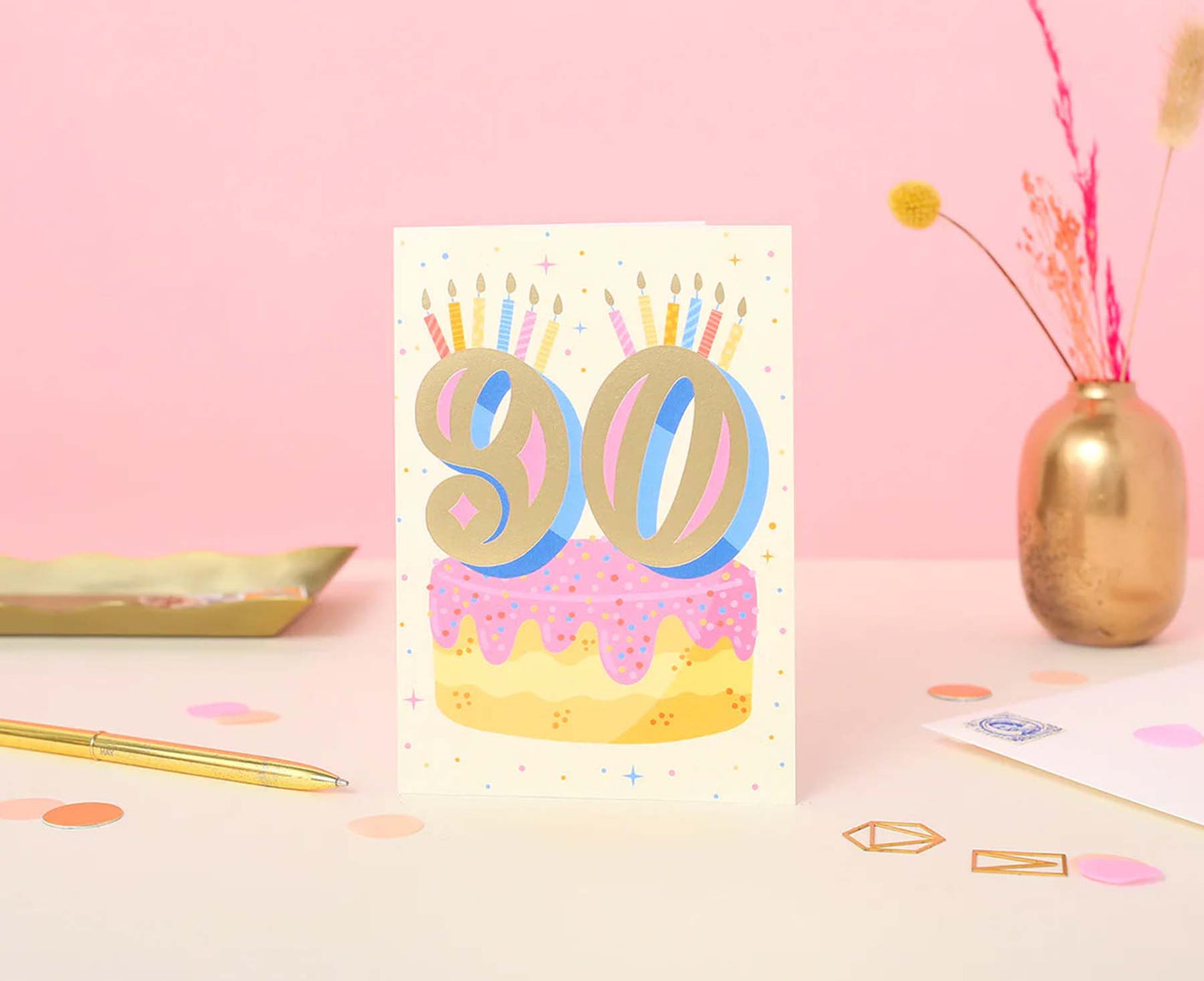 Gold Foiled 90th Birthday Card