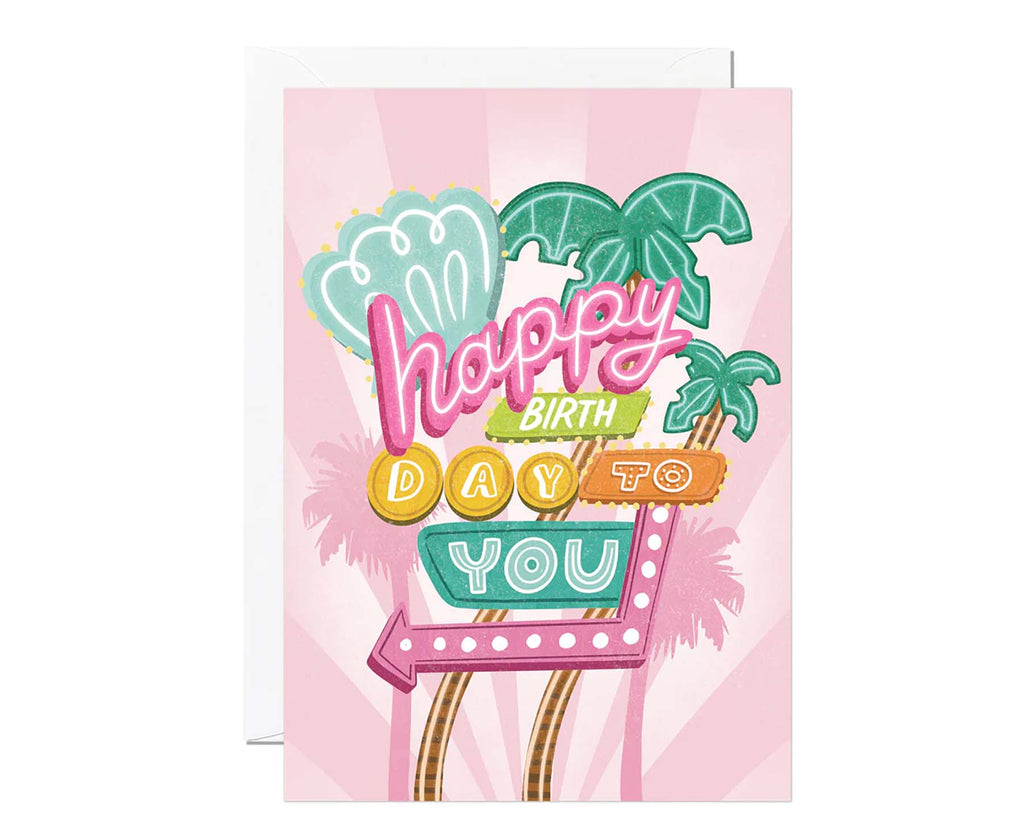 Happy Birthday Neon Sign Birthday Card