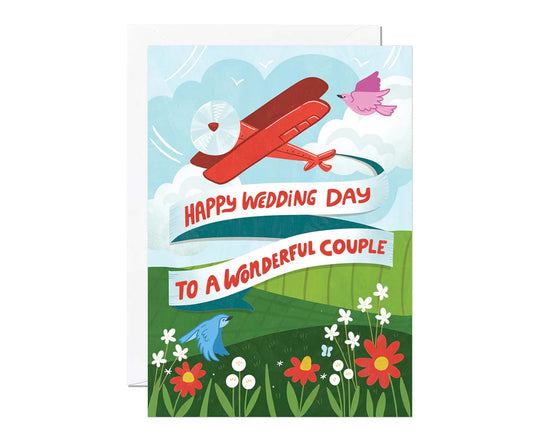 Happy Wedding Day Airplane Wedding Card