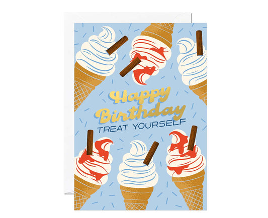 Ice Cream Gold Foiled Birthday Card