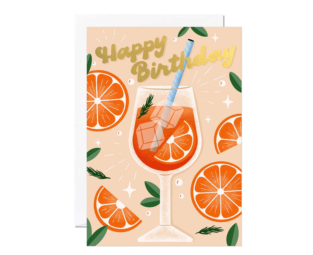 Aperol Spritz Gold Foiled Birthday Card