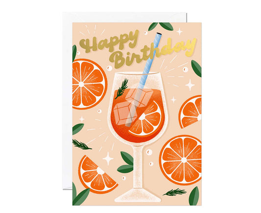 Aperol Spritz Gold Foiled Birthday Card