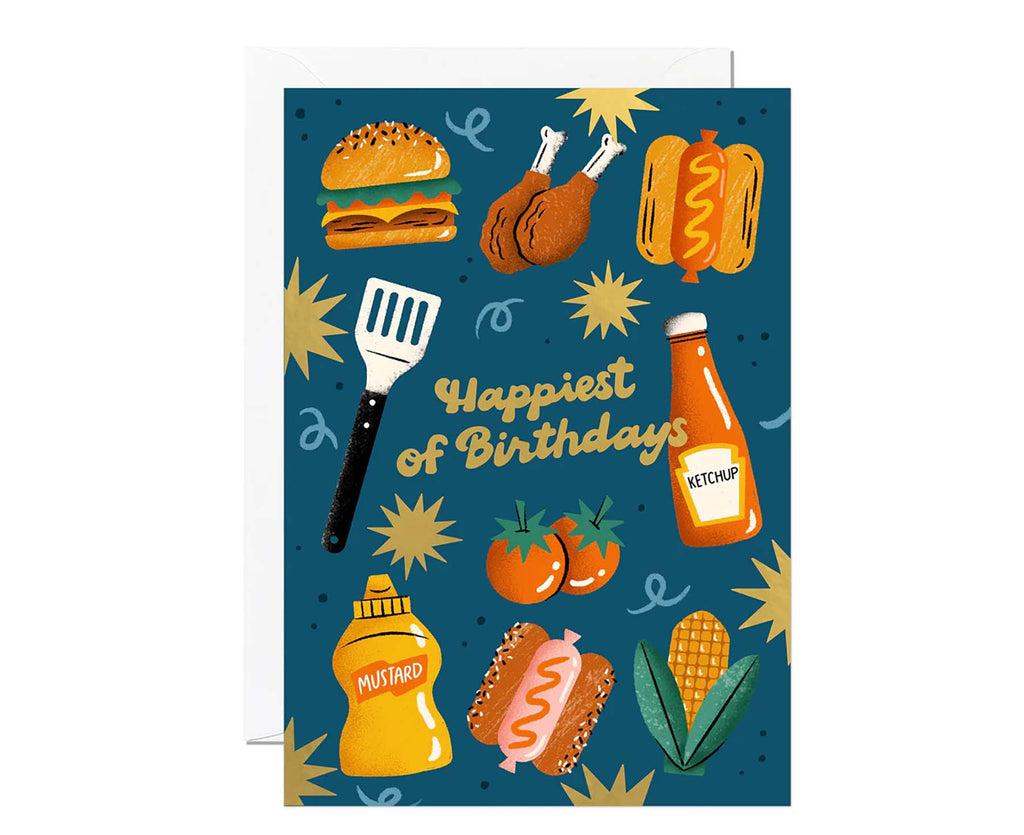 Barbecue Gold Foiled Birthday Card