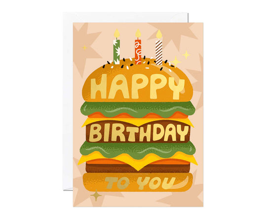 Burger Gold Foiled Birthday Card