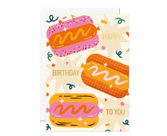 Hot Dog Gold Foiled Birthday Card