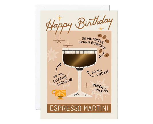 Espresso Martini Cocktail Foiled Birthday Card