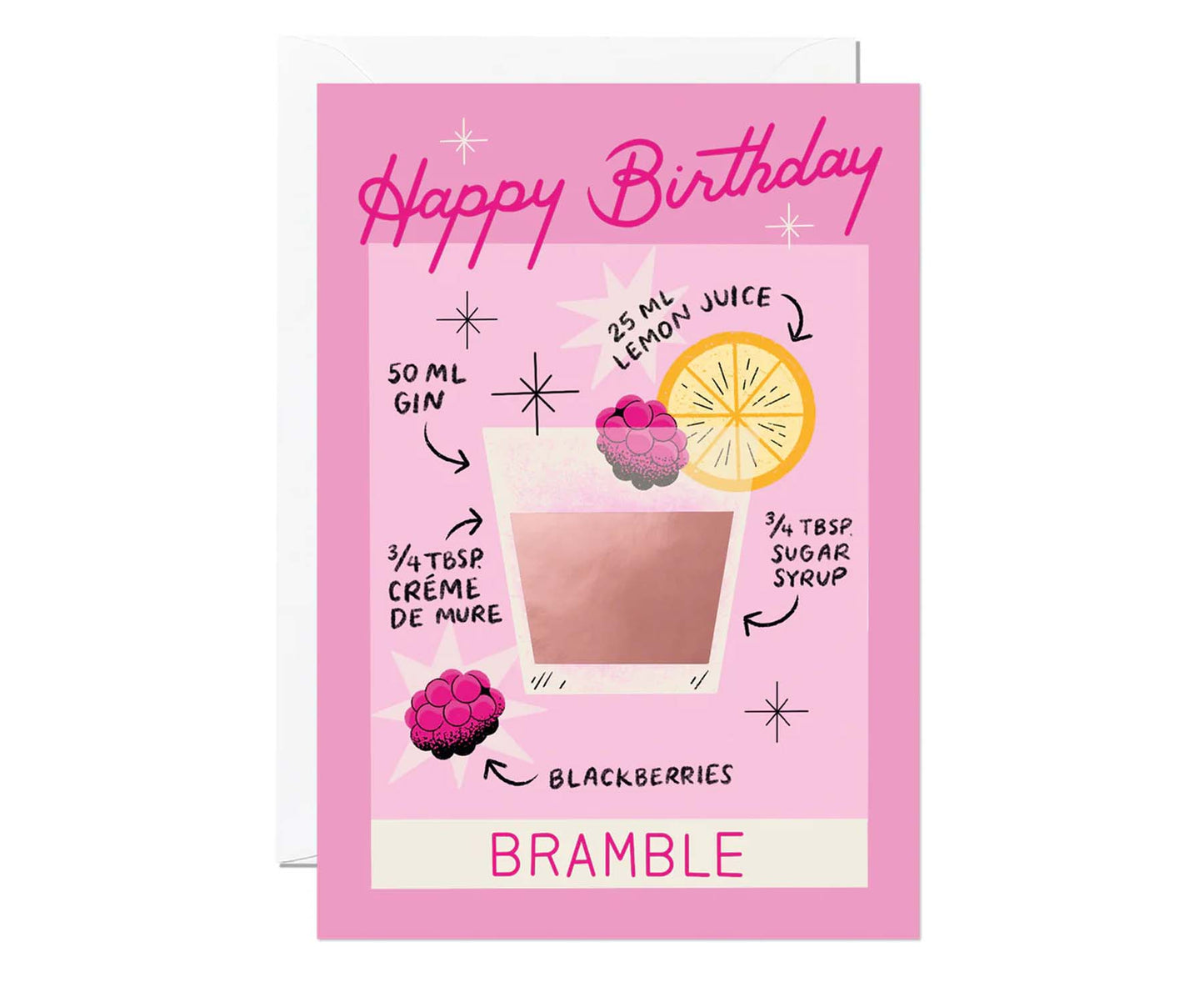 Bramble Cocktail Foiled Birthday Card