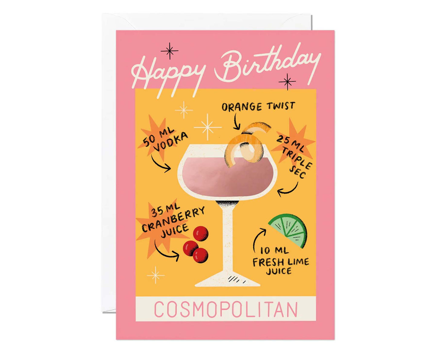 Cosmopolitan Cocktail Foiled Birthday Card
