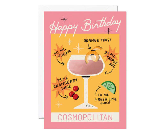 Cosmopolitan Cocktail Foiled Birthday Card