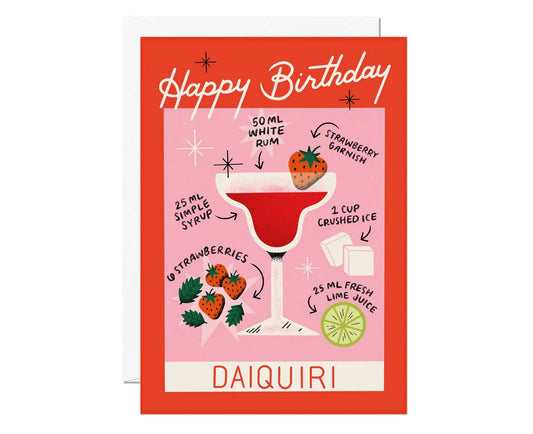 Strawberry Daquiri Cocktail Foiled Birthday Card