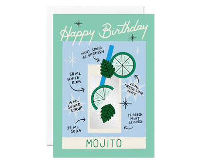 Mojito Cocktail Foiled Birthday Card