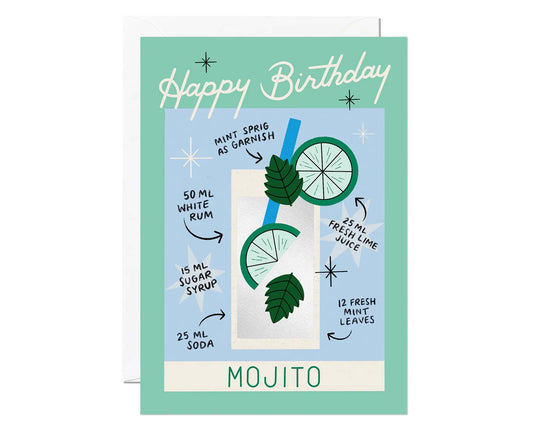 Mojito Cocktail Foiled Birthday Card