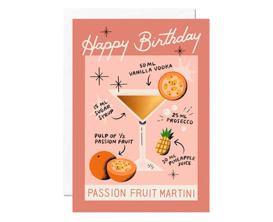 Passion Fruit Martini Cocktail Foiled Birthday Card