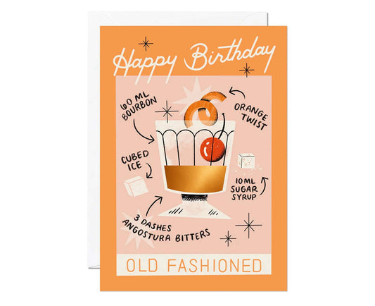 Old Fashioned Cocktail Foiled Birthday Card