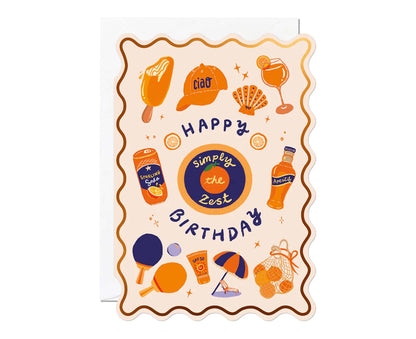 Orange Themed Foiled Scalloped Birthday Card