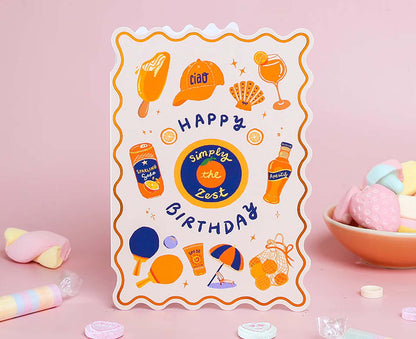 Orange Themed Foiled Scalloped Birthday Card