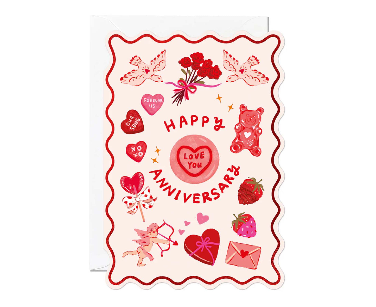 Happy Anniversary Foiled Scalloped Anniversary Card