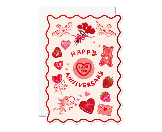 Happy Anniversary Foiled Scalloped Anniversary Card