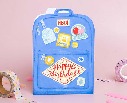 Rucksack Travel Cutout Birthday Card