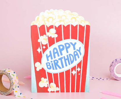 Happy Birthday Popcorn Cutout Birthday Card