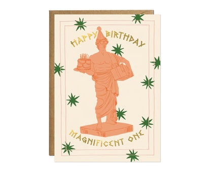 Magnificent One Greek God Gold Foiled Birthday Card