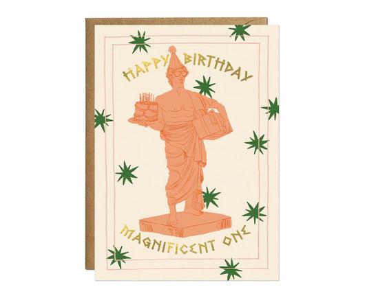 Magnificent One Greek God Gold Foiled Birthday Card