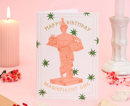 Magnificent One Greek God Gold Foiled Birthday Card