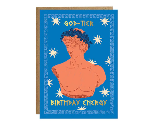 God Tier Birthday Energy Greek God Gold Foiled Birthday Card