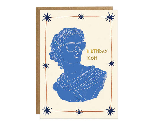 Birthday Icon Greek God Gold Foiled Birthday Card