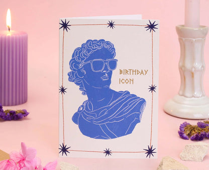 Birthday Icon Greek God Gold Foiled Birthday Card