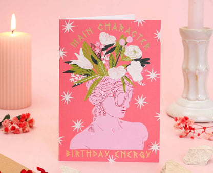 Main Character Energy Greek Goddess Gold Foiled Birthday Card