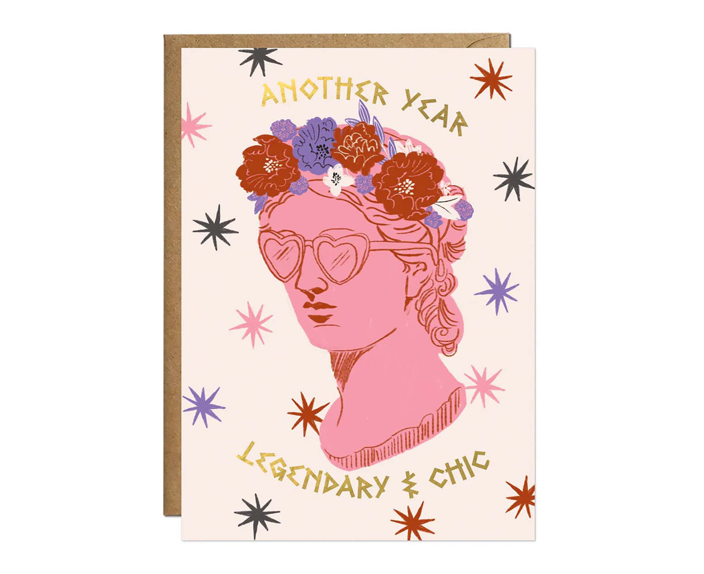 Legendary & Chic Greek Goddess Gold Foiled Birthday Card