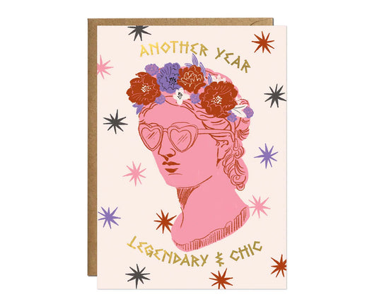 Legendary & Chic Greek Goddess Gold Foiled Birthday Card