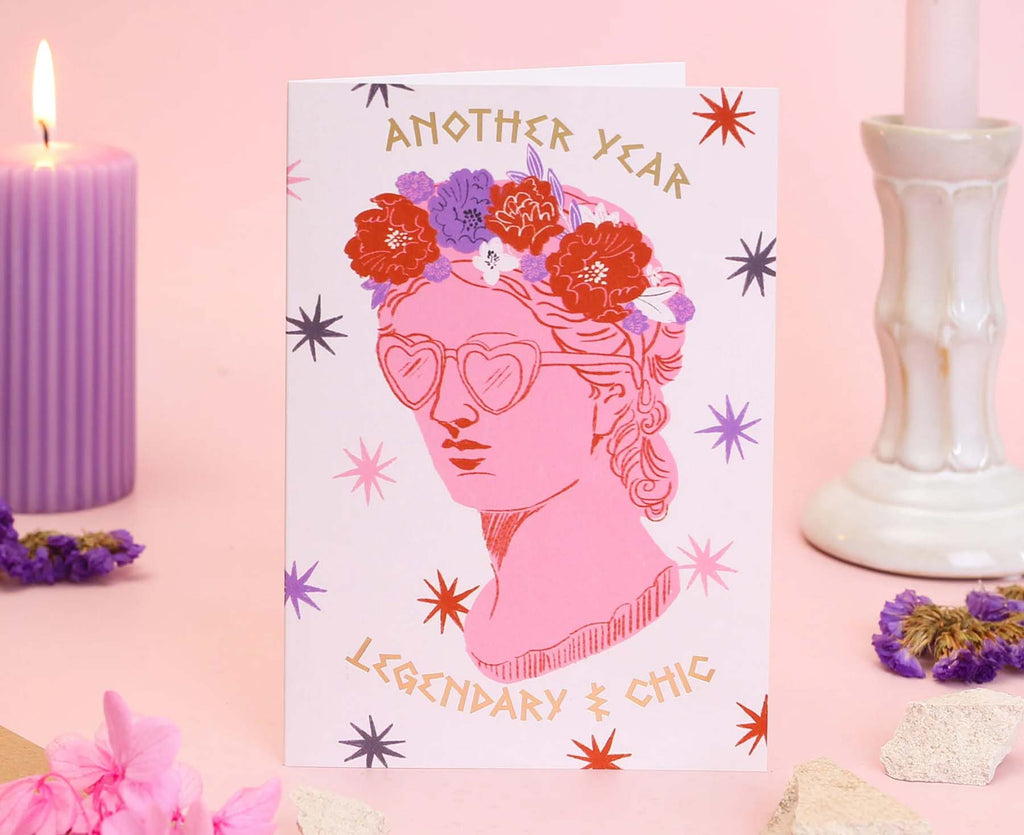 Legendary & Chic Greek Goddess Gold Foiled Birthday Card