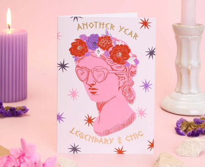 Legendary & Chic Greek Goddess Gold Foiled Birthday Card