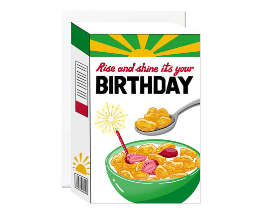 Rise and Shine Cereal Spot Gloss Birthday Card