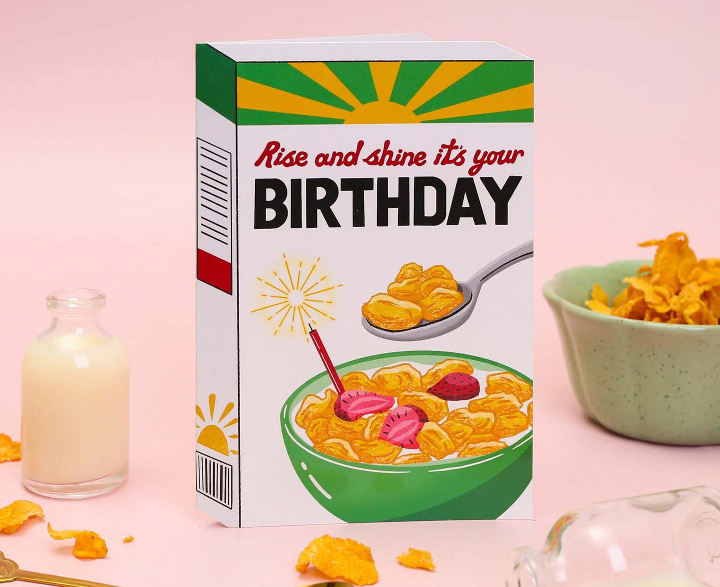 Rise and Shine Cereal Spot Gloss Birthday Card