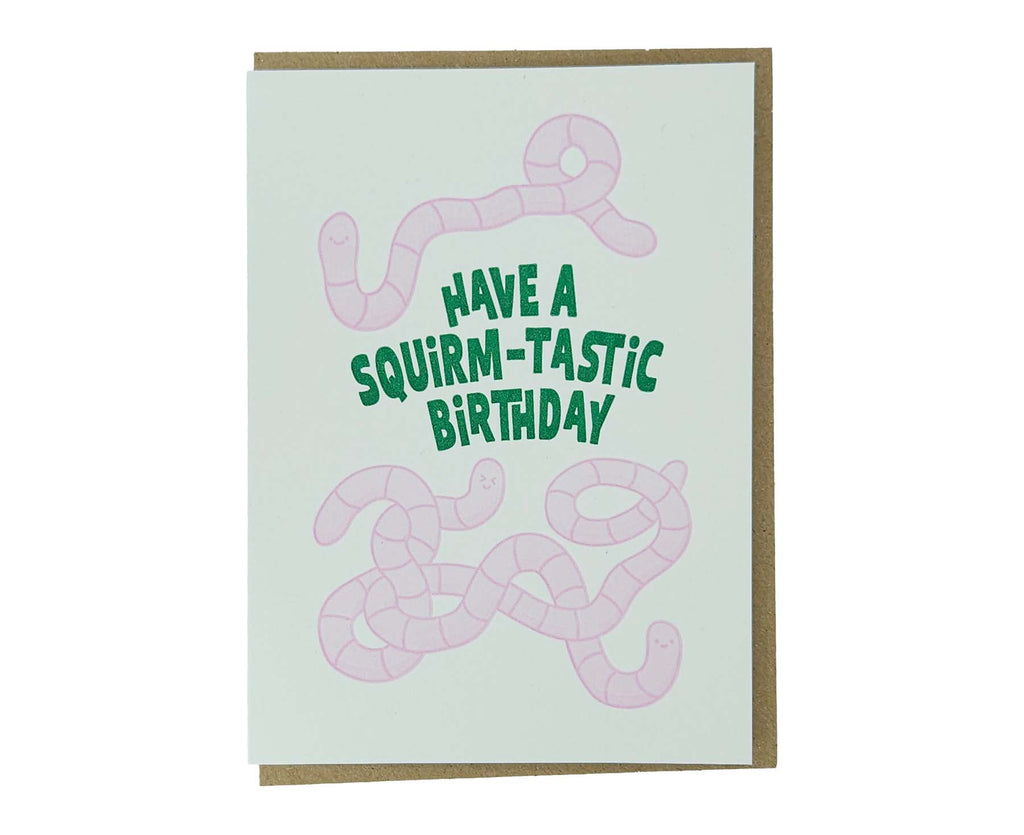 Squirm-tastic Birthday Worms Letterpress Birthday Card