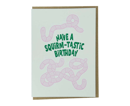 Squirm-tastic Birthday Worms Letterpress Birthday Card